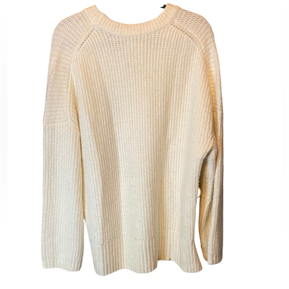 Abercrombie Boyfriend Crewneck Sweater Large Oversized Cozy Neutral Minimalist - Picture 4 of 7